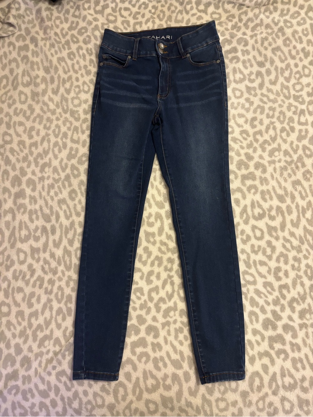 Tahari Navy Blue High-Rise Slim Jeans